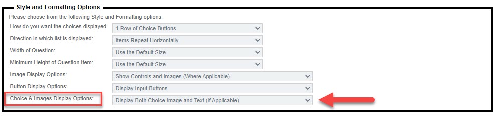 Choice Image Display Options