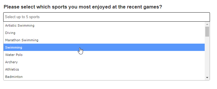 Multiple Choice Drop Down List Question