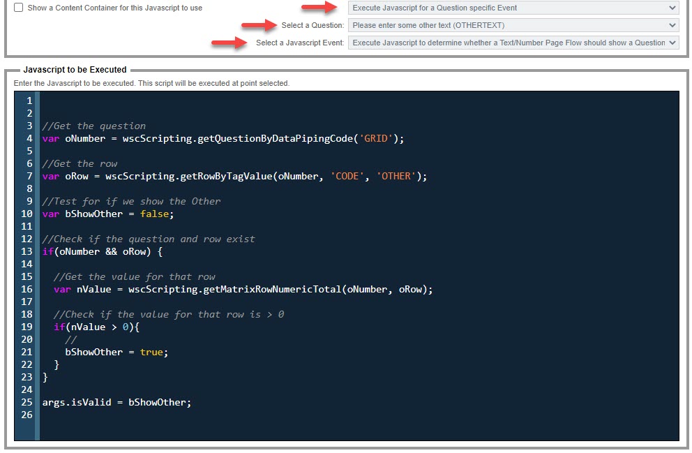 Numeric Grid Other Specify Javascript