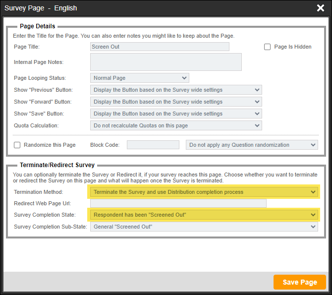 Panel Terminate Pages