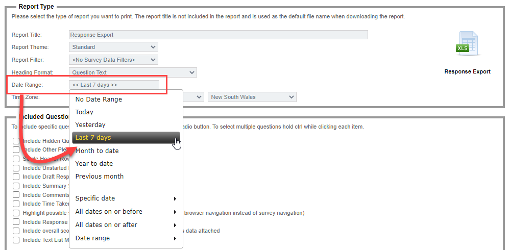 Report Date Selection