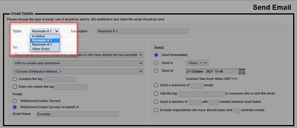 Survey Reminder Email Type